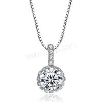 Cubic Zircon Micro Pave Brass Necklace, silver color plated, micro pave cubic zirconia & for woman, silver color Approx 18.9 Inch 