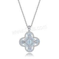Cubic Zircon Micro Pave Brass Necklace, Flower, platinum plated, micro pave cubic zirconia & for woman & hollow, silver color Approx 18.9 Inch 