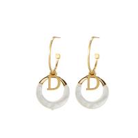 925 Sterling Silver Drop Earring, with Shell, plated, fashion jewelry & for woman, golden 