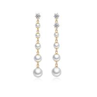 Perlas plásticas Pendientes con Colgantes, con aleación de zinc, chapado, Joyería & para mujer & con diamantes de imitación, dorado, 75x75mm, Vendido por Par