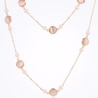 Plastic Pearl Sweater Necklace, with Zinc Alloy, plated, fashion jewelry & for woman, golden, 170cm 