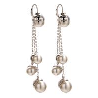 Zinc Alloy Tassel Earring, with Plastic Pearl, plated, fashion jewelry & for woman 