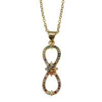 Cubic Zirconia Stainless Steel Necklace, with 1.5Inch extender chain, Infinity, gold color plated, oval chain & micro pave cubic zirconia & for woman 1.5mm Approx 17 Inch 