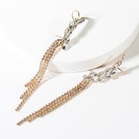Zinc Alloy Tassel Earring, plated, fashion jewelry & for woman & with rhinestone 89*46mm 