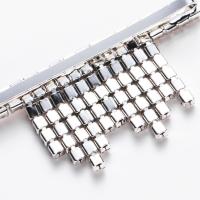 Hair Slide, Zinc Alloy, silver color plated, 5 pieces & for woman & with rhinestone, 65*28mm 