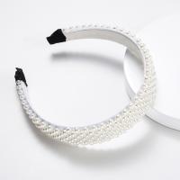 Hair Bands, Zinc Alloy, with Velveteen & Plastic Pearl, fashion jewelry & for woman, white, 145*130mm 