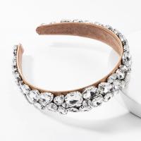 Hair Bands, Zinc Alloy, with Cloth, for woman & with rhinestone, brown, 30mm 