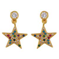Rhinestone Brass Drop Earring, gold color plated & for woman & with rhinestone, 12*17mm,2*21mm 