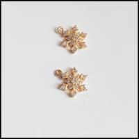 Cubic Zirconia Micro Pave Brass Pendant, Snowflake, gold color plated, DIY & micro pave cubic zirconia, metallic color plated 