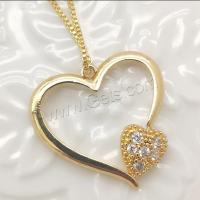 Cubic Zircon Micro Pave Brass Necklace, Heart, plated, fashion jewelry & micro pave cubic zirconia & for woman Approx 19.7 Inch 