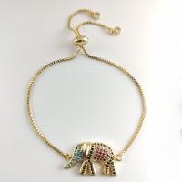 Cubic Zirconia Micro Pave Brass Bracelet, Elephant, Plating champagne gold, fashion jewelry & adjustable & micro pave cubic zirconia & for woman, 22mm 