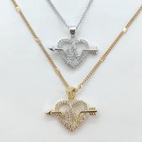 Cubic Zircon Micro Pave Brass Necklace, plated, fashion jewelry & micro pave cubic zirconia & for woman Approx 19.7 Inch 