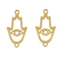 Stainless Steel Charm Connector, Evil Eye Hamsa, plated, 1/1 loop Approx 1mm 