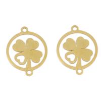 Stainless Steel Charm Connector, Four Leaf Clover, plated, 1/1 loop Approx 1mm 