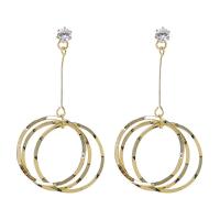 Cubic Zircon Brass Earring, sterling silver post pin, plated, Korean style & for woman & with cubic zirconia 50mm 