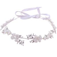 Bridal Hair Wreath, Zinc Alloy, with Cloth, Flower, silver color plated, for woman & with rhinestone, white 