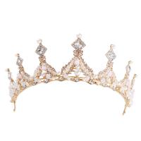 Bridal Tiaras, Zinc Alloy, with ABS Plastic Pearl & Crystal, plated, for woman & with rhinestone 