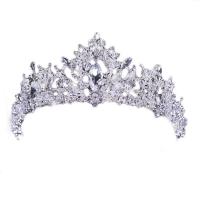 Bridal Tiaras, Zinc Alloy, with Crystal, silver color plated, for woman & with rhinestone, white 