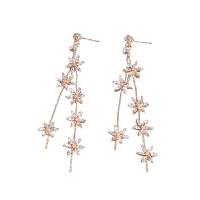 Bridal Earring, Zinc Alloy, Flower, plated, for woman & with rhinestone 
