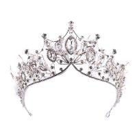 Bridal Tiaras, Zinc Alloy, with Crystal, silver color plated, for woman & with rhinestone, white 