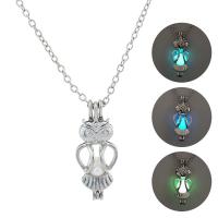 Luminated Necklace, Zinc Alloy, with 5cm extender chain, Owl, platinum color plated, oval chain & for woman Approx 17.72 Inch 