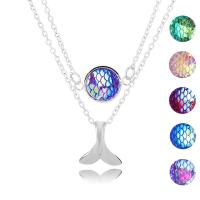 Zinc Alloy Necklace, Mermaid tail, silver color plated, oval chain & for woman Approx 17.72 Inch 