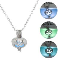 Luminated Necklace, Zinc Alloy, with 5cm extender chain, Pumpkin, platinum color plated, oval chain & for woman Approx 17.72 Inch 