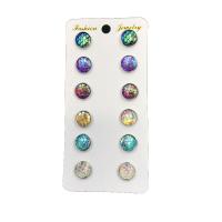 Zinc Alloy Stud Earring, Stud Earring, zinc alloy post pin, Round, plated, for woman, mixed colors, 12mm 
