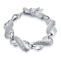 Brass Bracelets, Dragon, silver color plated, for man, 200*15mm Inch 