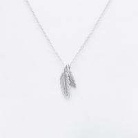 Brass Jewelry Necklace, Feather, plated, oval chain & for woman 18.8*5.9mm 
