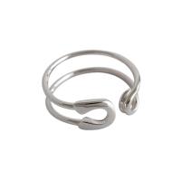 925 пробы Манжеты палец кольцо, покрытый платиной, ювелирные изделия моды & Женский, 16.1mm, продается PC