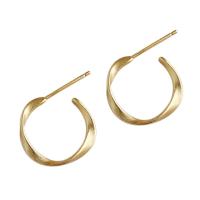 Sterling Silver Stud Earring, 925 Sterling Silver, sterling silver post pin, gold color plated, Korean style & for woman, 15mm 