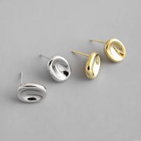 Sterling Silver Stud Earring, 925 Sterling Silver, sterling silver post pin, plated, Korean style & for woman 