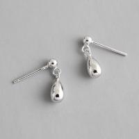 Sterling Silver Drop Earring, 925 Sterling Silver, sterling silver post pin, Teardrop, platinum plated, Korean style & for woman 