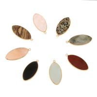 pierre gemme Pendentif, avec laiton, feuille, Placage de couleur d'or, Vintage & DIY & différents matériaux pour le choix Environ 3mm Vendu par sac