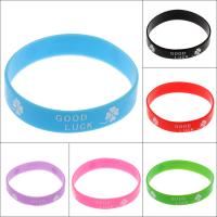 silicone bracelet, beignet, élastique & unisexe & avec le motif de lettre, plus de couleurs à choisir, 12*1.5mm Environ 7.5 pouce Vendu par sac