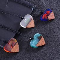 Resin Sweater Necklace, with Wax Cord & Wood, Flat Heart, fashion jewelry & Unisex Approx 26.7 Inch 