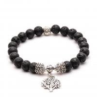 Gemstone Bracelets, with Zinc Alloy, Tree, antique silver color plated, fashion jewelry & Unisex, 8mm Approx 7.5 Inch 