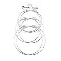 Zinc Alloy Hoop Earring, stainless steel post pin, platinum color plated, three pieces & fashion jewelry & for woman, 70mm,80mm,90mm 