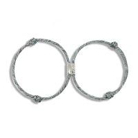 Nylon Cord Couple Bracelet, with Zinc Alloy, platinum color plated, fashion jewelry 