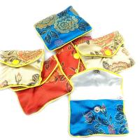 Silk Jewelry Packing Bag, Rectangle, printing, random style & Korean style mixed colors 