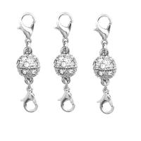 Zinc Alloy Magnetic Clasp, silver color plated, with rhinestone 