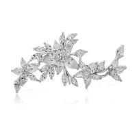 Cubic Zirconia Brooch, Brass, Flower, platinum plated, micro pave cubic zirconia & for woman, metallic color plated 