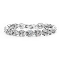 Cubic Zirconia Micro Pave Brass Bracelet, platinum plated & micro pave cubic zirconia & for woman, metallic color plated 