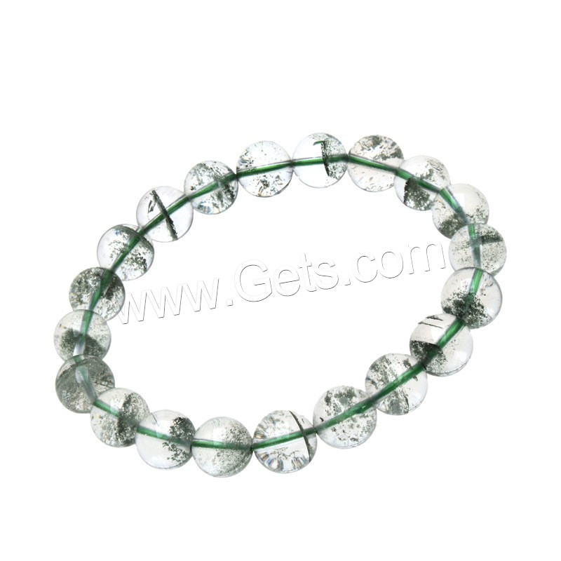 Green Phantom Quartz Bracelet, Round, Plating champagne gold, fashion jewelry & different size for choice & for woman, Sold By Strand