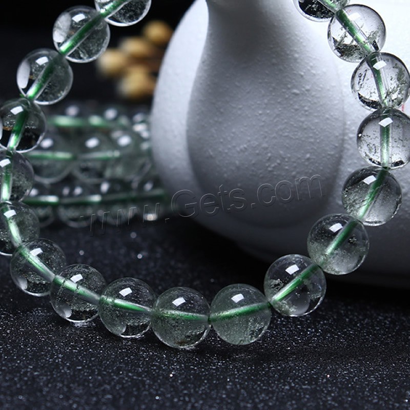 Green Phantom Quartz Bracelet, Round, Plating champagne gold, fashion jewelry & different size for choice & for woman, Sold By Strand