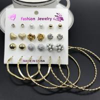 Zinc Alloy Earring Set, Stud Earring & earring, with Plastic Pearl, zinc alloy post pin, plated, fashion jewelry & for woman & with rhinestone 4mm,6mm,8mm,10mm,11mm,45mm,60mm,65mm 