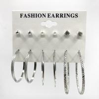 Zinc Alloy Earring Set, Stud Earring & earring, with Plastic Pearl, zinc alloy post pin, plated, for woman & with rhinestone 41mm,39mm,50mm 