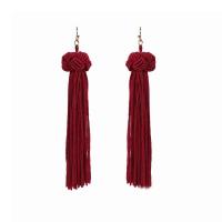 Zinc Alloy Tassel Earring, with Polyester, zinc alloy earring hook, gold color plated, fashion jewelry & dyed & for woman 100mm 
