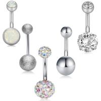 Stainless Steel Belly Ring, with Cubic Zirconia, Unisex 30018mm 